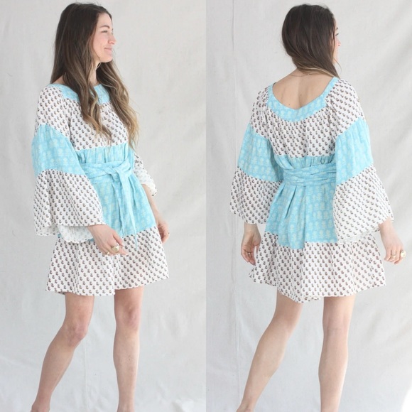 Anaak Dresses & Skirts - Anaak Talitha Blockprint Mini Dress Bluebell Lily Mix